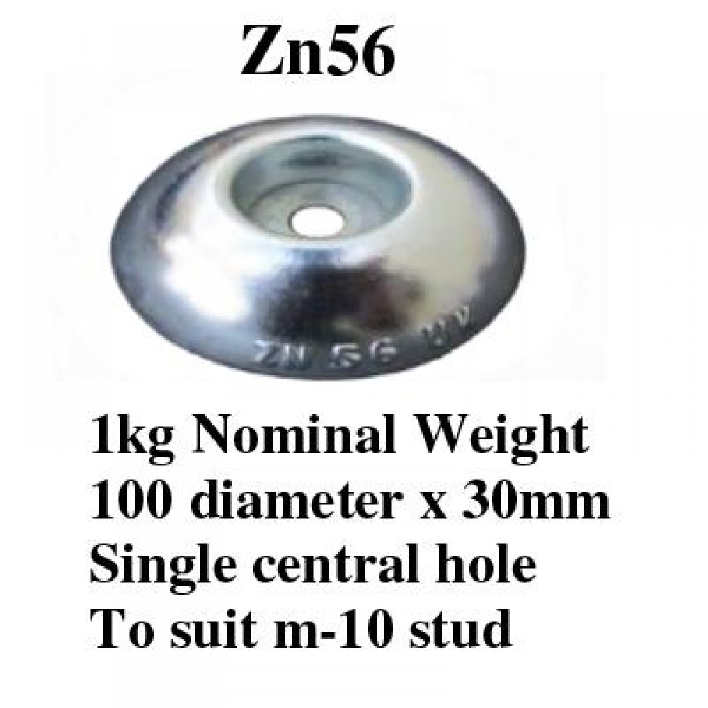 zinc bolt on anode 1.0kg boat anodes ireland